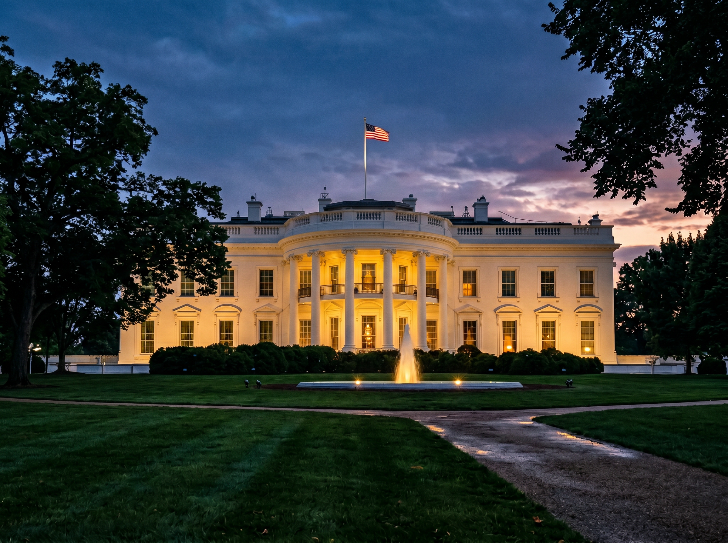 The White House at twilight